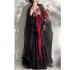 Original Hanfu Dresses 4PCS Women Elegant Chiffon Bronzing Hanfu Dresses Black Lace Butterfly Decorative Robe