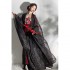 Original Hanfu Dresses 4PCS Women Elegant Chiffon Bronzing Hanfu Dresses Black Lace Butterfly Decorative Robe