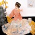 Original Ming Dynasty Hanfu Dresses Women Collared Half Sleeve Top Crane Print Horse Face Skirt 6 Color Fairy Costume