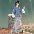 Original Ming Dynasty Hanfu Dresses Women Collared Half Sleeve Top Crane Print Horse Face Skirt 6 Color Fairy Costume