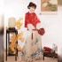 Original Ming Dynasty Hanfu Dresses Women Collared Half Sleeve Top Crane Print Horse Face Skirt 6 Color Fairy Costume
