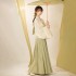 Original Jin Dynasty Improved Hanfu Dresses Women Chinese Hanfu Suit Elegant Big Sleeve Top Light Green Pleated Skirt Daily Dress