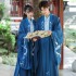 Chinese Traditional Dragon Embroidered Hanfu Suit Men Women National Loose Big Sleeve Robe Blue Couple Dress