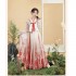 WuXinYi Original Hanfu Dresses For Women Sweet Round Neck Floral Embroidery Top Gradient Skirt Hanfu Suit 3PCS Fairy Dance Costume