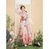 WuXinYi Original Hanfu Dresses For Women Sweet Round Neck Floral Embroidery Top Gradient Skirt Hanfu Suit 3PCS Fairy Dance Costume