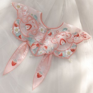 Traditional Chinese Hanfu Scarf Shawl Women Oriental Ancient Rabbit Strawberry Embroidery Collar Fashion Princess Neckwear