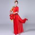 Classical National Costumes Fan Square Dance Suit Red Women Ancient Yangko Folk Dance Female Hanfu Dance Wear Performance