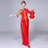 Classical National Costumes Fan Square Dance Suit Red Women Ancient Yangko Folk Dance Female Hanfu Dance Wear Performance