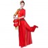 Classical National Costumes Fan Square Dance Suit Red Women Ancient Yangko Folk Dance Female Hanfu Dance Wear Performance