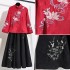 Two piece Set Spring Tang Suits Embroidery Long Sleeve Chinese Improved Version Thin Hanfu Women Tops Skirt Set