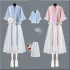 Summer Women Hanfu Chinese Blue White Pleated Skirt Dresses Plus Size JK Cosplay Costumes Traditional Clothing
