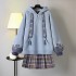 Chinese Thicken Suit Female Hanfu Hooded Sweatshirt Lattice Skirt Two piece JK Uniform Autumn Winter Short Skirt