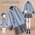 Chinese Thicken Suit Female Hanfu Hooded Sweatshirt Lattice Skirt Two piece JK Uniform Autumn Winter Short Skirt