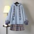 Chinese Thicken Suit Female Hanfu Hooded Sweatshirt Lattice Skirt Two piece JK Uniform Autumn Winter Short Skirt