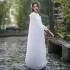 Ancient Chinese Sunscreen Clothing Women Fairy Female Coat Shawl Ancient Costumes Improved Hanfu Cloak Hooded Jacket White Party
