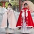 Original Chinese Autumn Winter Women Hanfu Cape Cloak Ancient Tang Princess Overcoat Women Fairy Floral Thicken Mantle Coat