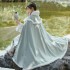 Original Chinese Autumn Winter Women Hanfu Cape Cloak Ancient Tang Princess Overcoat Women Fairy Floral Thicken Mantle Coat