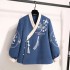 Chinese Traditional Improved Hanfu Embroidery Blouse Flower Skirt Suit Autumn Winter Spring Retro Student Clothing
