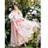 WuXinYi Original Tang Dynasty Chinese Fairy Dresses Women Sweet Flower Bird Print Hanfu Dresses Three piece Suit Summer 3M