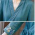 Modern Hanfu Women Embroidery V Neck Vintage National Zen Clothing Chinese Traditional Dresses Long Eleganti Slim Dresses