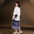 Blue Improved Ming Dynasty Eight-point Horse-face Skirt Chinese Pleated Skirt Daily Red Hanfu Skirt Women