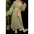 Vintage Chinese Hanfu Robe Slub Cotton Linen Round Neck Midi Losse Dresses Tang Dynasty Long Kimono Dressing Summer