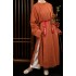 Vintage Chinese Hanfu Robe Slub Cotton Linen Round Neck Midi Losse Dresses Tang Dynasty Long Kimono Dressing Summer