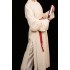 Vintage Chinese Hanfu Robe Slub Cotton Linen Round Neck Midi Losse Dresses Tang Dynasty Long Kimono Dressing Summer