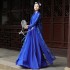 Royal Blue Hanfu Elegant Embroidery Ancient Costumes Chinese Women Lace Cardigan Lapel Collar Dresses Party Prom Dance