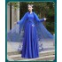 Royal Blue Hanfu Elegant Embroidery Ancient Costumes Chinese Women Lace Cardigan Lapel Collar Dresses Party Prom Dance