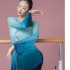 V Neck Modern Dance Long Sleeve Classical Dancewear National Tops Hanfu Blouse Loose Hem Yoga Practice Clothing Adults