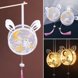 Chinese rabbit lantern girl hanfu tassel accessories ancient flower lamp halloween gift