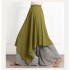 Women Chinese Chiffon Folk Dance Costumes Hanfu Harem Skort Pants Flowy Classical Dance Wear 2 Layers
