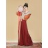 Tang made Beizi Restored Hanfu Dresses Women Xia Tang Round Neck Waist length Eight broken Long Skirt
