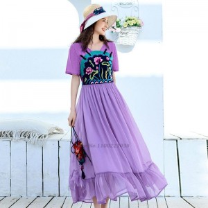 traditional chinese retro Dresses women flower embroidery hanfu national chiffon hanfu elegant folk dance
