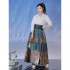 Suyuhuashang Ming Dynasty Weaving Imitation Flower Hanfu Gold Horse Face Skirt Women Costumes Ancient Princess Fairy Cosplay