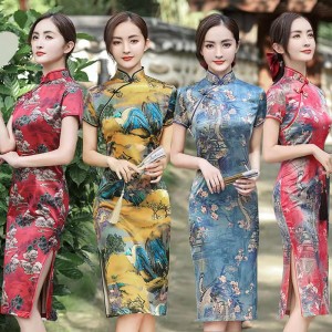 summer qipao fashion girl Dresses large size mother women Dresses performance wholesale on behalf of the national trend