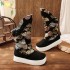 Chinese Hanfu Embroidered Boots Shoes Men Vintage Hanfu High Heighten Black Bow Soap Boots Shoes Men Women Plus Size 44#