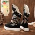 Chinese Hanfu Embroidered Boots Shoes Men Vintage Hanfu High Heighten Black Bow Soap Boots Shoes Men Women Plus Size 44#