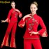 Classical National Yangko Dance Wear Elegant Folk Square Dance Hanfu Clothing Red Green Traditional Folk Dance Performance Suit