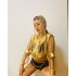 Golden Luxury Hanfu Women Leather Jacket Hollow Chain Clothes Costumes Star With Same Singer Stage Dance Wear