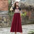 traditional women vintage ancient chinese Costumes elegant flower embroidery strap elegant national folk dresses
