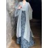 Chinese Traditional Hanfu Suit Women Summer Retro Loose Mesh Cardigan Tube Top Floral Skirt Three piece Set