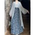 Chinese Traditional Hanfu Suit Women Summer Retro Loose Mesh Cardigan Tube Top Floral Skirt Three piece Set