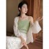 Summer Dresses Women Clothing Chinese Traditional Hanfu Improved Retro Elegant Cardigan Green Camisole Vest Printed Skirt