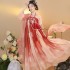 Spring Women Stage Wear Folk Dance Robe Hanfu Chinese Vintage Red Floral Embroidery Dresses Cosplay Costumes
