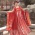 Spring Summer Women Fairy Cosplay Red Floral Print Costumes Dance Dresses Ancient Chinese Party Outfit Hanfu