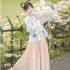 Spring Summer Princess Fairy Light Blue Floral Print Dresses Chinese Traditional Hanfu Cosplay Costume