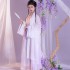 Women Fairy Purple Floral Embroidery Ancient Hanfu Chinese Festival Outfit Folk Stage Performance Dance Dresses Costumes