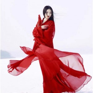 Ancient Chinese Costumes Women Clothes Traditional Hanfu Tang Dynasty Classical Dance Costumes Folk Fairy Dresses Red Outfits 2Pcs